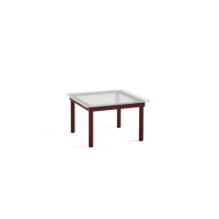Tables Basses & D'Appoint^Hay Table Basse Kofi Chene Massif Rouge Grange & Verre Roseau Transparent - L 60 X L 60 X H 36 Cm