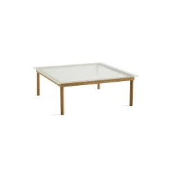 Tables Basses & D'Appoint^Hay Table Basse Kofi Chene Massif & Verre Roseau Transparent - L 100 X L 100 X H 36 Cm