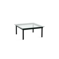 Tables Basses & D'Appoint^Hay Table Basse Kofi Chene Massif Noir & Verre Clair - L 80 X L 80 X H 36 Cm