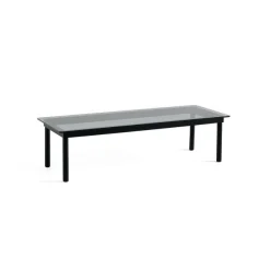 Tables Basses & D'Appoint^Hay Table Basse Kofi Chene Massif Noir & Verre Teinte Gris - L 140 X L 50 X H 36 Cm