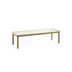 Tables Basses & D'Appoint^Hay Table Basse Kofi Chene Massif & Verre Roseau Transparent - L 140 X L 50 X H 36 Cm