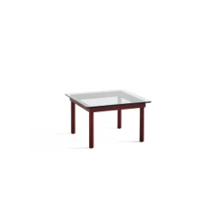 Tables Basses & D'Appoint^Hay Table Basse Kofi Chene Massif Rouge Grange & Verre Clair - L 60 X L 60 X H 36 Cm