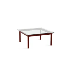 Tables Basses & D'Appoint^Hay Table Basse Kofi Chene Massif Rouge Grange & Verre Clair - L 80 X L 80 X H 36 Cm
