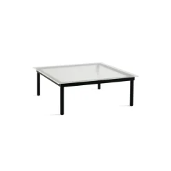 Tables Basses & D'Appoint^Hay Table Basse Kofi Chene Massif Noir & Verre Roseau Clair - L 100 X L 100 X H 36 Cm