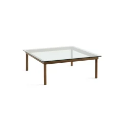 Tables Basses & D'Appoint^Hay Table Basse Kofi Noyer Massif & Verre Clair - L 100 X L 100 X H 36 Cm
