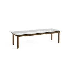 Tables Basses & D'Appoint^Hay Table Basse Kofi Noyer Massif & Verre Clair - L 140 X L 50 X H 36 Cm