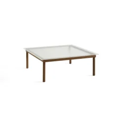 Tables Basses & D'Appoint^Hay Table Basse Kofi Noyer Massif & Verre Roseau Transparent - L 100 X L 100 X H 36 Cm