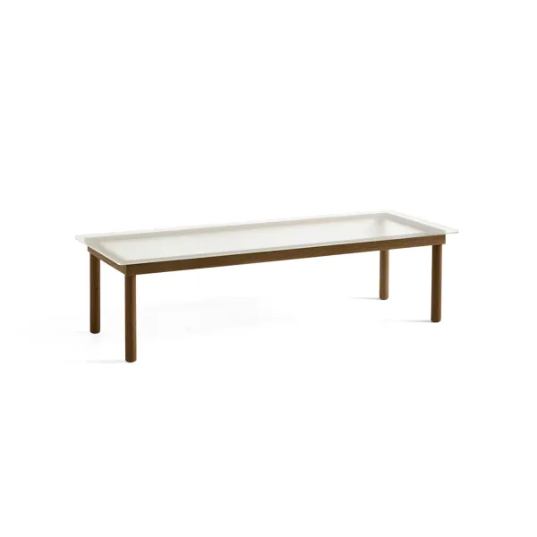 Tables Basses & D'Appoint^Hay Table Basse Kofi Noyer Massif & Verre Roseau Transparent - L 140 X L 50 X H 36 Cm