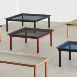 Tables Basses & D'Appoint^Hay Table Basse Kofi Noyer Massif & Verre Roseau Transparent - L 140 X L 50 X H 36 Cm