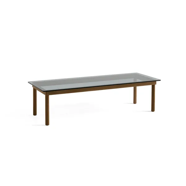 Tables Basses & D'Appoint^Hay Table Basse Kofi Noyer Massif & Verre Teinte Gris - L 140 X L 50 X H 36 Cm
