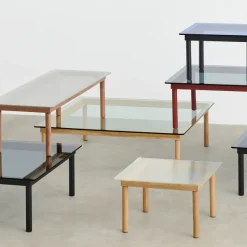 Tables Basses & D'Appoint^Hay Table Basse Kofi Noyer Massif & Verre Teinte Gris - L 140 X L 50 X H 36 Cm