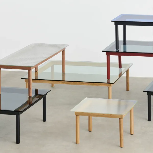 Tables Basses & D'Appoint^Hay Table Basse Kofi Noyer Massif & Verre Teinte Gris - L 140 X L 50 X H 36 Cm