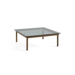 Tables Basses & D'Appoint^Hay Table Basse Kofi Noyer Massif & Verre Teinte Gris - L 100 X L 100 X H 36 Cm