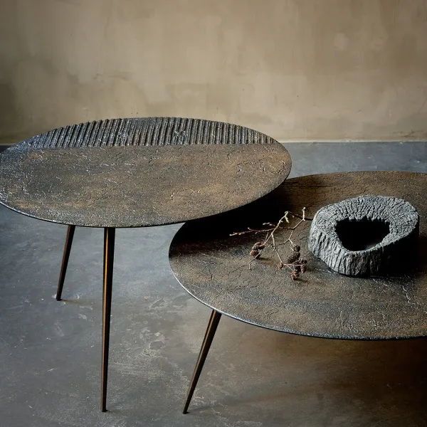 Tables Basses & D'Appoint^Ethnicraft Table Basse Luna - Lava - Whisky - O 50 X H 45 Cm