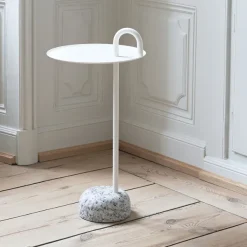 Tables Basses & D'Appoint^Hay Table D'Appoint Bowler En Acier Et Granit - Blanc Creme