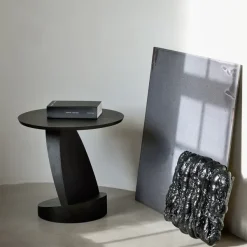 Tables Basses & D'Appoint^Ethnicraft Table D'Appoint Oblic En Teck Noir Verni - O 52 Cm