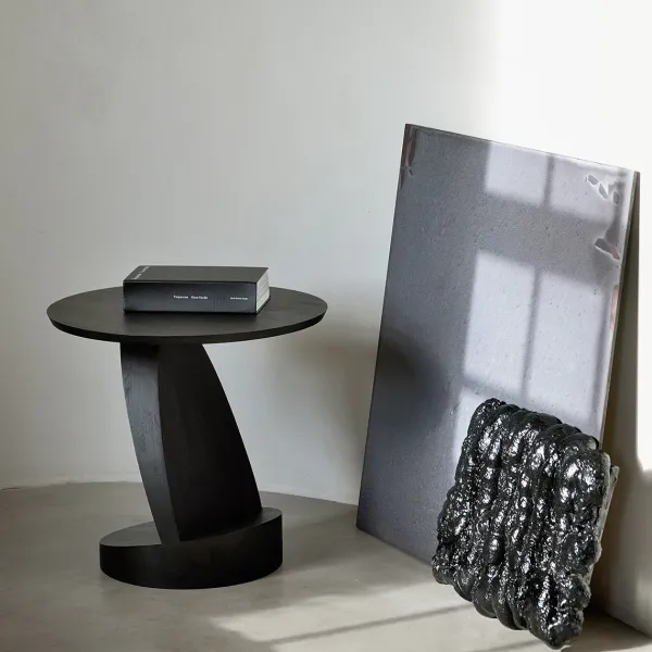 Tables Basses & D'Appoint^Ethnicraft Table D'Appoint Oblic En Teck Noir Verni - O 52 Cm