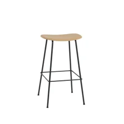 Chaises^Muuto Tabouret De Bar Fiber Tabouret Tube Noir + Assise Ocre