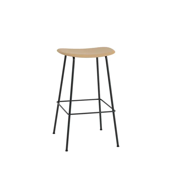 Chaises^Muuto Tabouret De Bar Fiber Tabouret Tube Noir + Assise Ocre