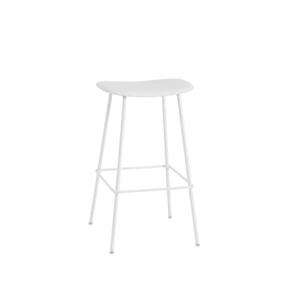 Chaises^Muuto Tabouret Fiber Tube Blanc + Assise Blanc