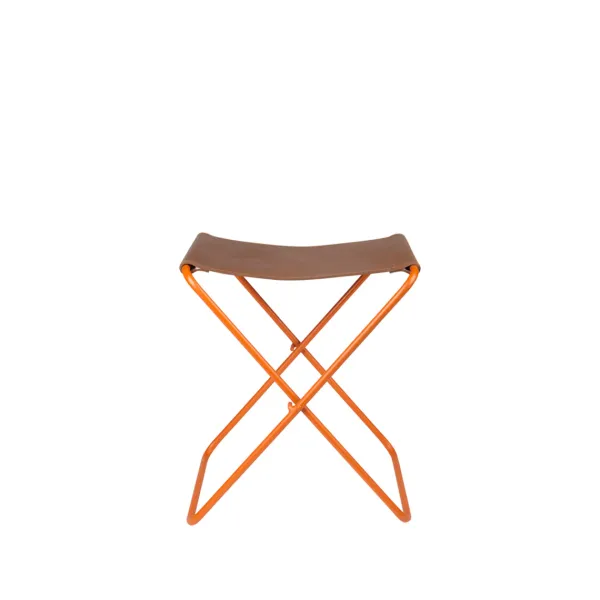 Chaises^Broste Copenhagen Tabouret Pliant Nola Cuir Et Fer - 39 X 31 X 45 Cm - Pumpkin Orange
