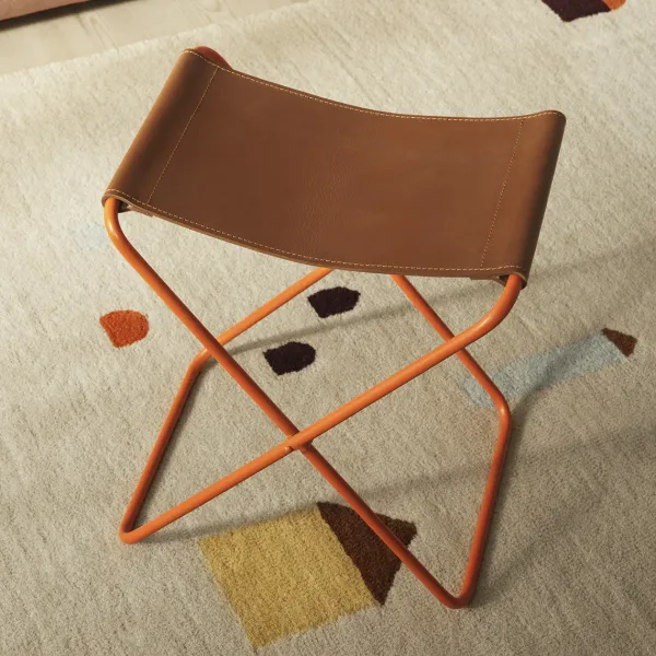 Chaises^Broste Copenhagen Tabouret Pliant Nola Cuir Et Fer - 39 X 31 X 45 Cm - Pumpkin Orange