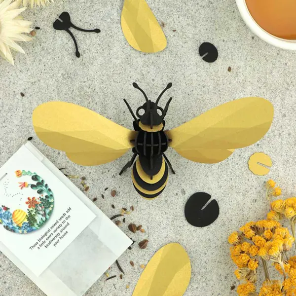Art Mural^Assembli Trophee Origami Abeilles Ailes Dorees