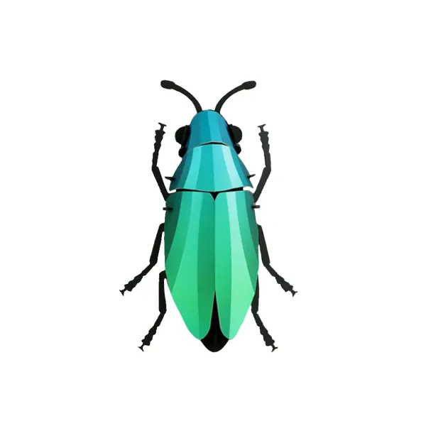 Art Mural^Assembli Trophee Origami Coleoptere Vert Cariben Metallique