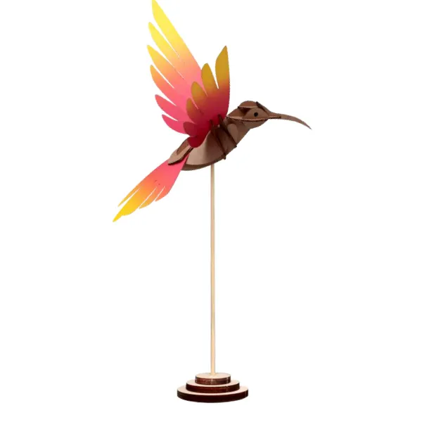 Art Mural^Assembli Trophee Origami Colibri - Magenta & Jaune