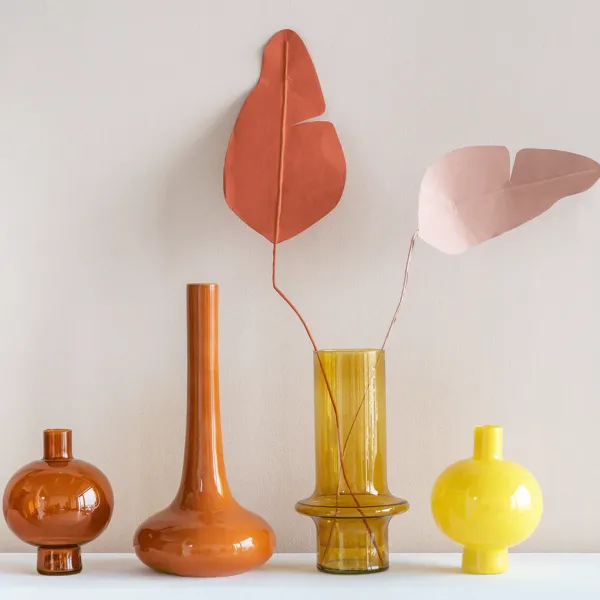 Vases^Sélectionné par Fleux Vase En Verre Recycle Rond Orange
