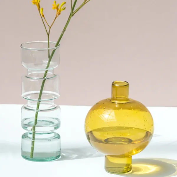Vases^Sélectionné par Fleux Vase En Verre Recycle Rond Orange